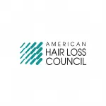 American Hair Loss Council logo with teal geometric pattern and text on white